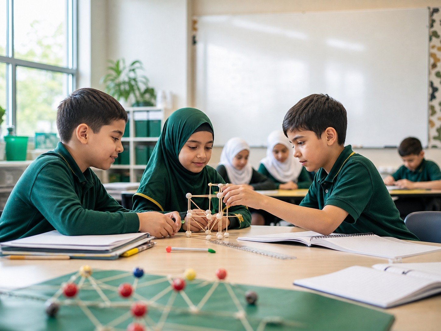 Students working together in a calm classroom